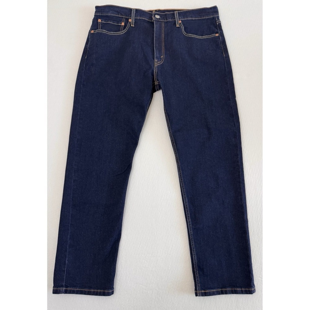 Levis 502 Taper Fit Jeans Mens 36x30 Blue Dark Wash Stretch Denim 29507-3196